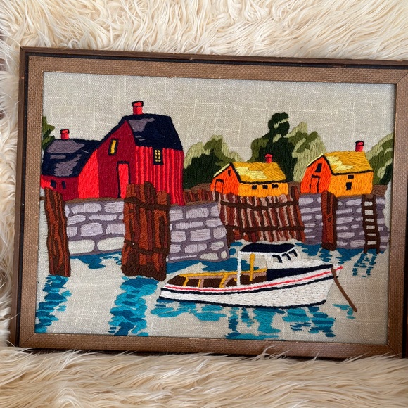 Handmade Vintage Crewel Decor - Picture 2 of 4